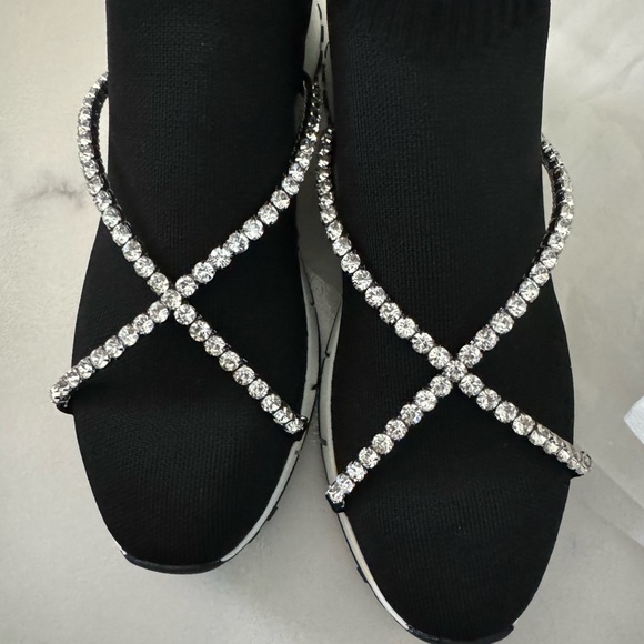 NEW Jimmy Choo black knit sock sneakers w Swarovski crystals - TORRI - EU38 US7 - Picture 9 of 13